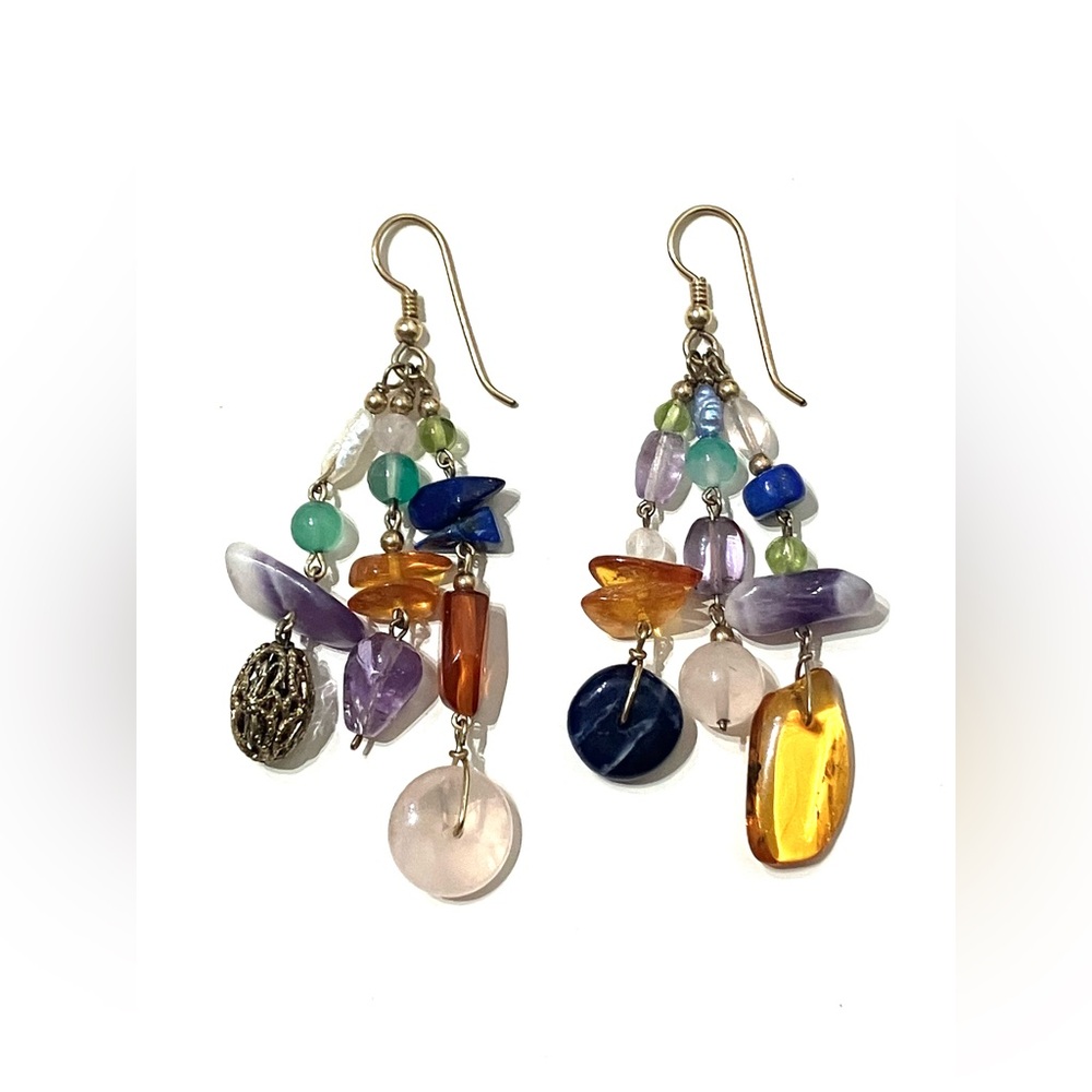 Multi Gemstone Gold Filled Earrings